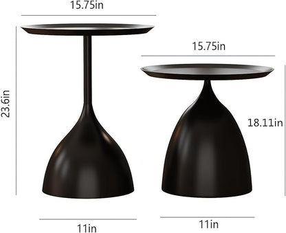 Nesting Tables, Black Side Tables, Modern End Tables for Living Room Nesting Coffee Table Set of 2,Console Table Pedestal Tables