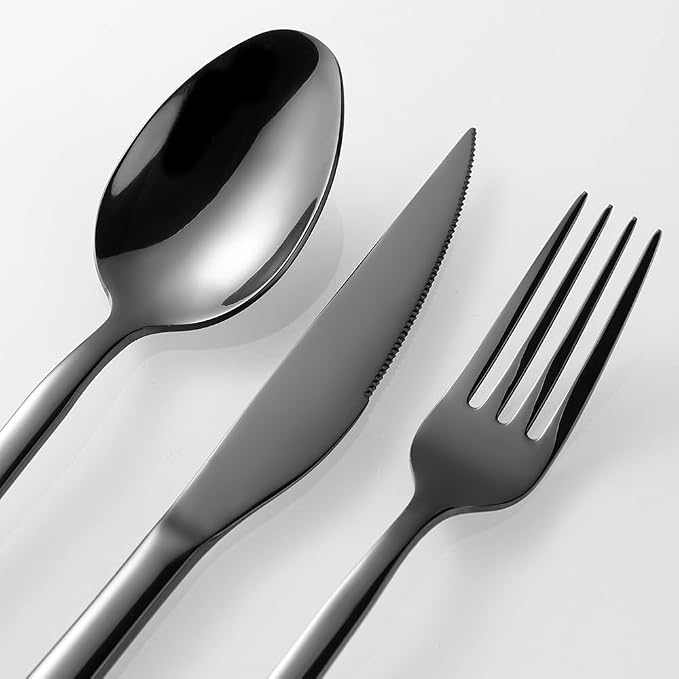 Black Silverware Set, 20-Piece Flatware Set - Image 4