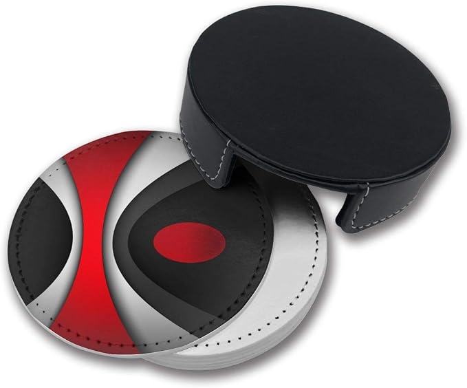 Black in Modern Abstract Red Drinks Coasters - Image 4