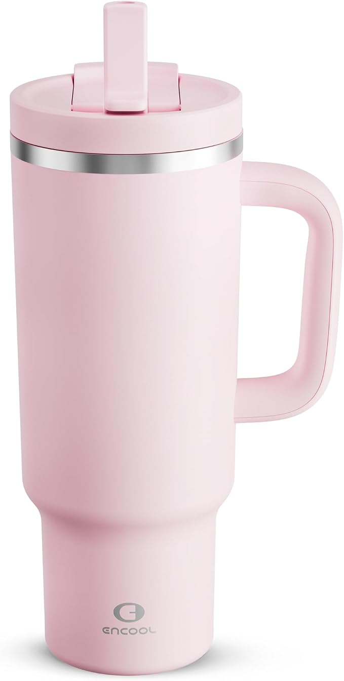 ENCOOL 40 oz Tumbler with Handle and Straw: Stainless Steel Insulated Tumbler by ENCOOL