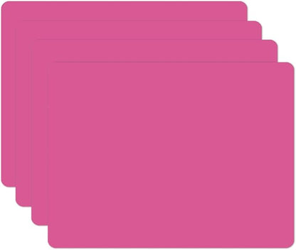 Silicone Placemats, Food-Grade Non-Slip Waterproof, Dining, Stain Resistant, Countertop Protector, Kitchen Counter Mat, Heat Resistant, Baking mat Dishwasher Safe (15.7x11.8Inch-4pack, Rose)