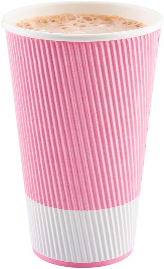 Restaurantware 16 Ounce Ripple Wall Disposable Coffee Cups, 500 Insulated Light - Image 8