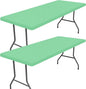 Spandex 4 Foot Rectangle Table Cloth 2 Pack, Elastic Fitted Tablecloths for Picnic, Stretch Washable Patio Table Cover for Outdoor, Camping, Banquet and Parties (Bright Green, 30"x48")