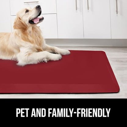 GORILLA GRIP Comfortable Cushioned Kitchen Mats for Floor, Waterproof and Stain Resistant Soft Top, 3/4 Inch Thick Ergonomic Standing Desk Anti Fatigue Mat, Foam Supports Ankles and Feet, 20x32, Red