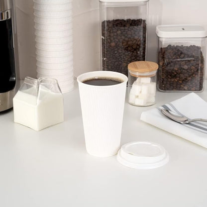 Restaurantware 16 Ounce Ripple Wall Disposable Coffee Cups, 500 Insulated White - Image 8