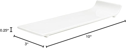 Vikko Rectangular Appetizer Plates, Set of 4 Small White Plate with Lifted Edge, Elegant Dishware for Serving Entres, Appetizers and Desserts, Dishwasher Safe, Microwave Safe