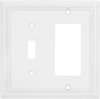 Henne Bery Sunken Pearls Heavy Duty Decorative Wall Plate Switch Plate Outlet Cover (Toggle/Decorator, White)