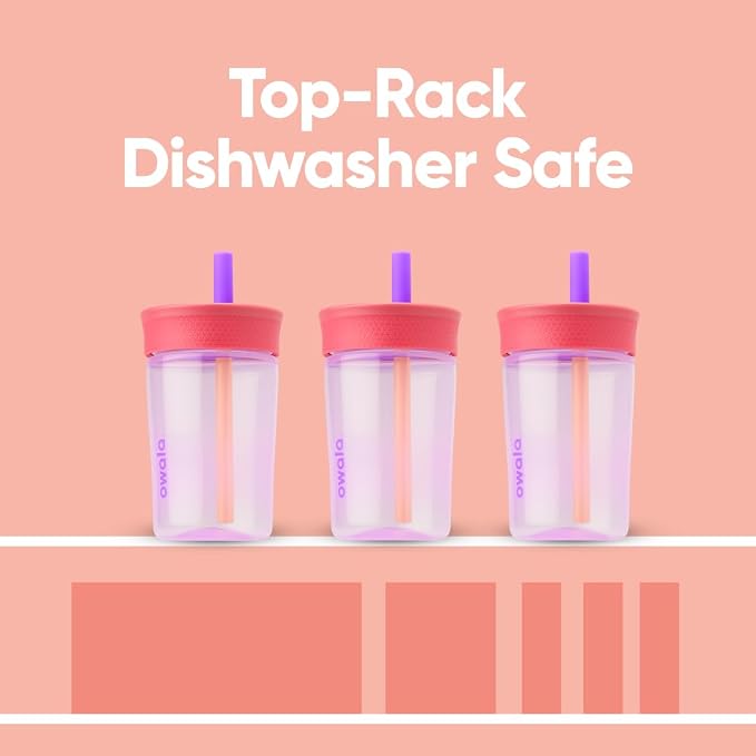 Owala Tumbler Kids Plastic Water Bottle 15 oz Lilac Rocket | Spill-Resistant - Image 5