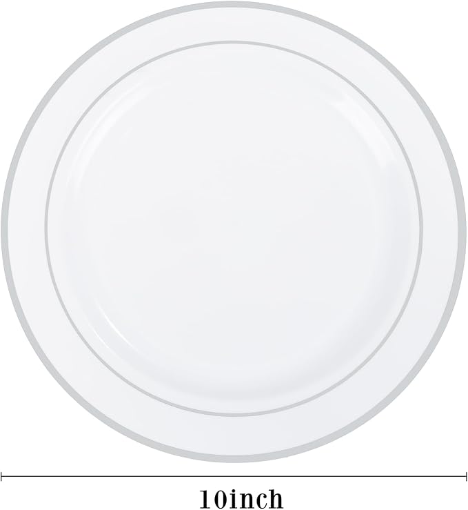 PULOTE 100PCS Silver Plastic Plates - Image 2