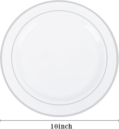 PULOTE 100PCS Silver Plastic Plates - Image 2