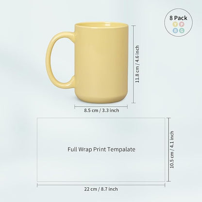 PYD Life 8 Pack Sublimation Mugs 15 OZ Mixed Macaron Colors Ceramic Cups | - Image 7