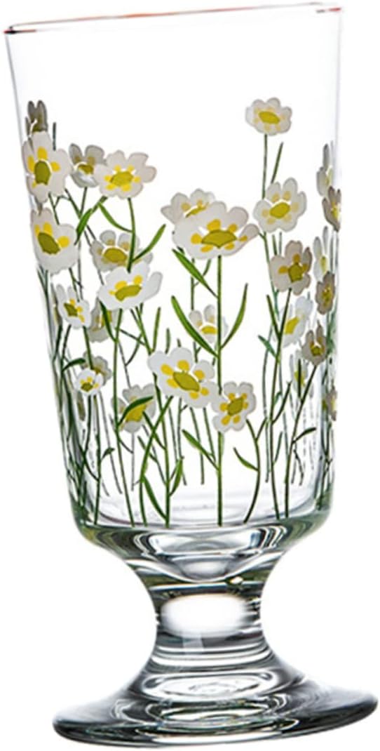 Daisy Set Vintage Romantic Glasses Cup Floral Glassware Daisy Drinking Glasses by HAKIDZEL