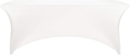 LZY Spandex Fitted Stretch Table Cover for 6 ft or 4ft or 8ft Folding Table, Rectangular Cocktail Tablecloth, Perfect for Party or Banquet (6FT White)