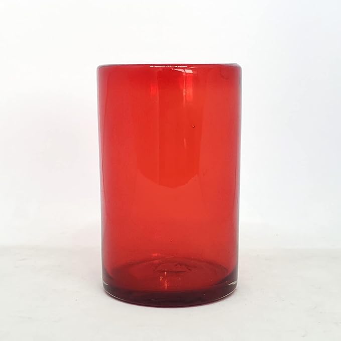 Solid Ruby Red 14 oz Drinking Glasses, Recycled Glass, Toxin-Free - Image 3