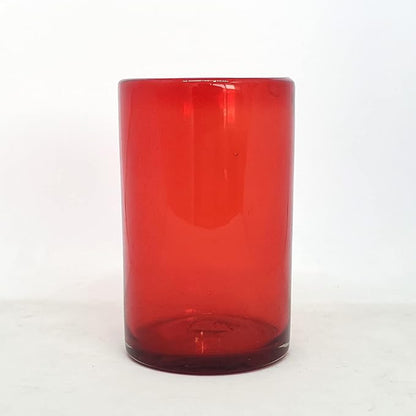 Solid Ruby Red 14 oz Drinking Glasses, Recycled Glass, Toxin-Free - Image 3