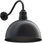 Steel Lighting Co. Hollywood Bowl Light | Outdoor Wall Mounted | 15 inch Bowl Dome | 16 inch Gooseneck | Barn Light Made in America | Matte Black Exterior/Matte Black Interior