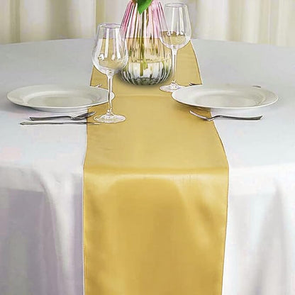 12 Pack Gold Table Runners, Satin Table Runner 12x108 Inches Long, Silk and - Image 2