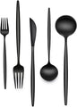 60-Piece 12 Setting Black Silverware, Food-Grade Stainless Steel Flatware by EWFEN
