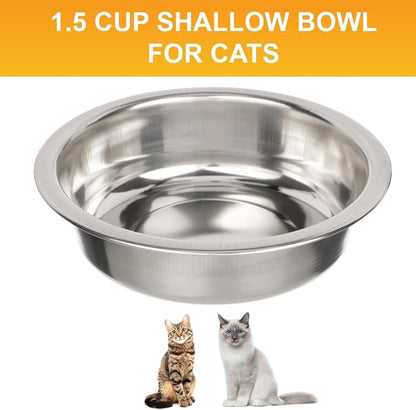 Neater Pet Brands 1.5 Cup Shallow Stainless Steel Cat Bowls, 1 Single Neater - Image 2