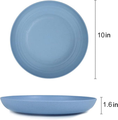 Homienly Deep Wheat Straw Dinner Plates Set of 8, Alternative to Plastic - Microwave & Dishwasher Safe, Unbreakable Kids Plates with 4 Colors (Fresh Light, 10 inch)