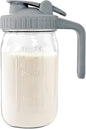 Breast Milk Pitcher, 32 oz Wide Mouth Glass Mason Jar | Dual Leak-Proof Lid by Junvpic