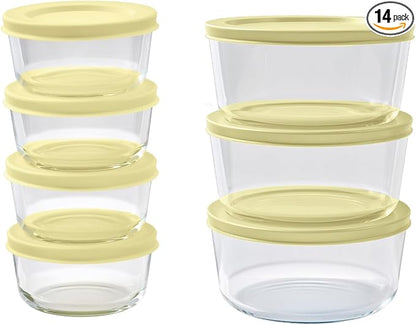 14-Piece Glass Food Storage Containers Set | 1-Cup & 4-Cup, Leakproof | by DuraLiving