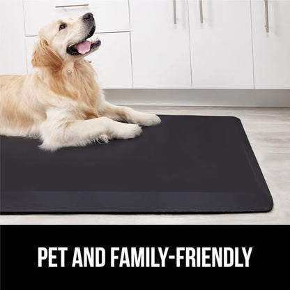 GORILLA GRIP Comfortable Cushioned Kitchen Mats for Floor, 58x20, Waterproof and Stain Resistant Soft Top, 3/4 Inch Thick Ergonomic Standing Desk Anti Fatigue Mat, Foam Supports Ankles and Feet, Black