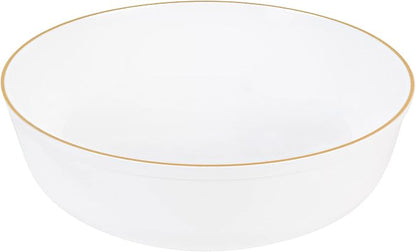 Edge Collection White with Gold Rim Plastic Party Soup Bowls Premium - Image 3