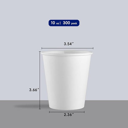 JOLLY CHEF 300 Pack Disposable Coffee Cups 10 oz, Versatile White Hot Beverage - Image 2