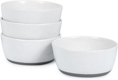 Ceramic Bowls,26 oz Porcelain Cereal Bowls,Stoneware Dinner Dish Set of 4 for Soup, Cereal, Oatmeal, Fruit, Rice - Dishwasher & Microwave Safe,White(Grey Bottom)