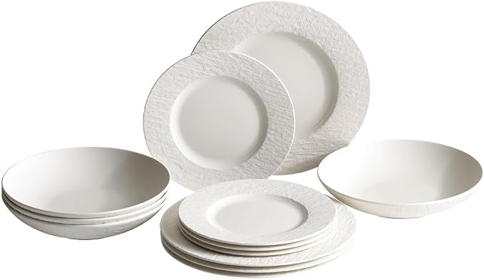 Villeroy & Boch Manufacture Rock Blanc 12 Piece Dinnerware Set, made in Germany by Unknown