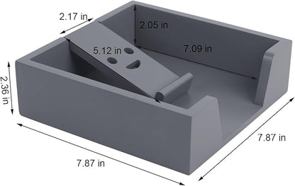 Bamboo Flat Napkin Holder with Weighted Arm Decorative Napkin Tray Dispenser for Table Kitchen Bathroom Dinning (grey)
