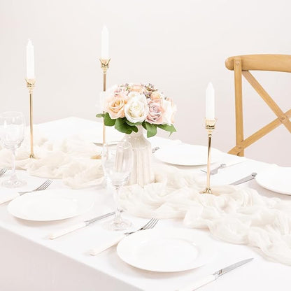 12 Pack Ivory White Cheesecloth Table Runner Rustic Gauze Centerpiece | - Image 4