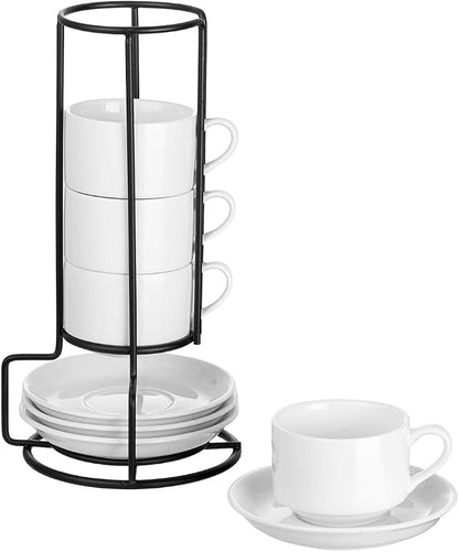 YOLIFE 2.5oz Espresso Cups, Stackable Espresso Cups Set of 4 | Porcelain by YOLIFE