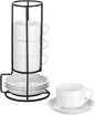 YOLIFE 2.5oz Espresso Cups, Stackable Espresso Cups Set of 4 | Porcelain by YOLIFE