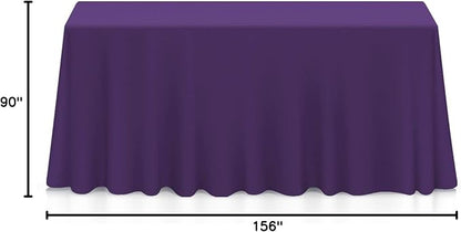 Lann's Linens 90 x 156 Inch Rectangular Tablecloth, Washable Polyester Fabric Table Cloth for Dining Tables, Parties, Restaurants, Weddings - Purple