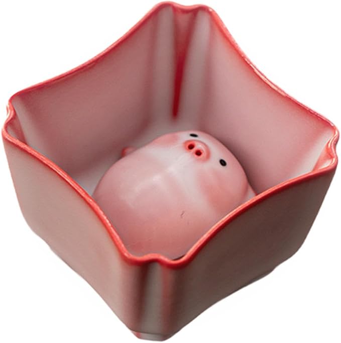 Ceramic Tea Cup and Piggy Miniature Figurine Traditional Porcelain Teacup - Image 6
