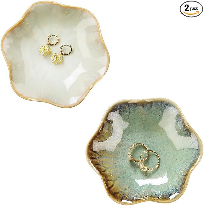 2PCS Ring Holder Dish, Small Key Bowl, Ceramic Trinket Tray Jewelry Dish by JAMEND+CLXP