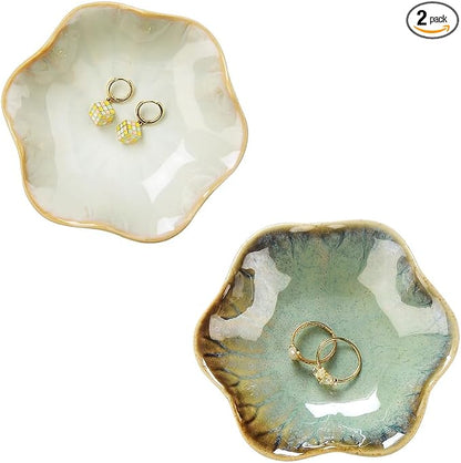 2PCS Ring Holder Dish, Small Key Bowl, Ceramic Trinket Tray Jewelry Dish by JAMEND+CLXP