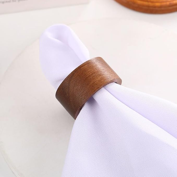 6 Pieces Rustic Wooden Napkin Rings Farmhouse Wooden Napkin Holder Ring Rustic - Image 7