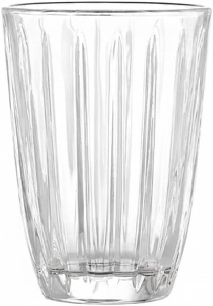 Handleless Glass Mug with Vertical Stripes by Unknown