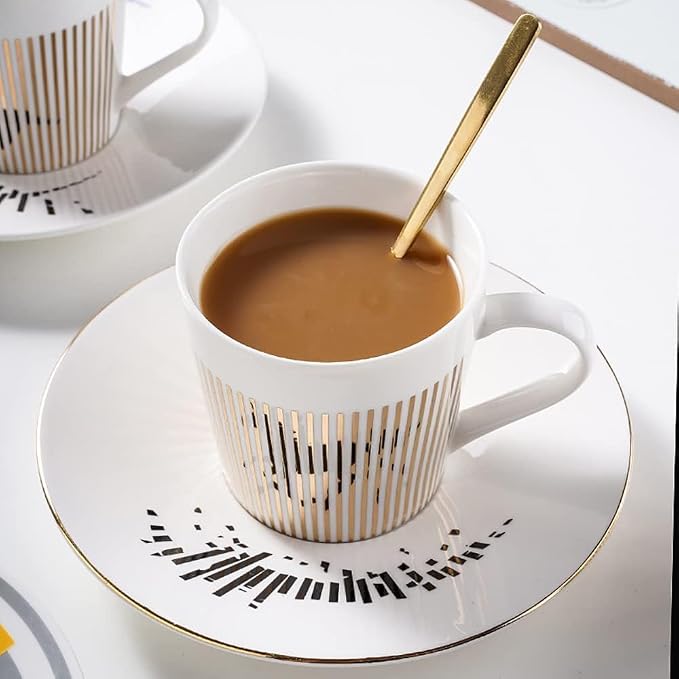 Mirror Cups and Saucers, Mirror Reflection coffee mug, Ceramic Coffee Mug by Baroflone