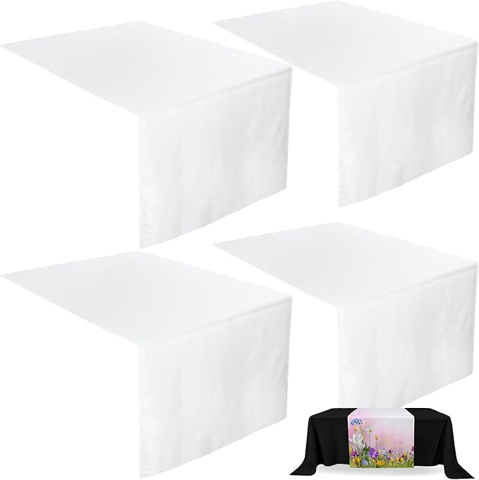 2 Pcs White Sublimation Table Runners Blanks 24 x 72 Inch Polyester White Table by Breling