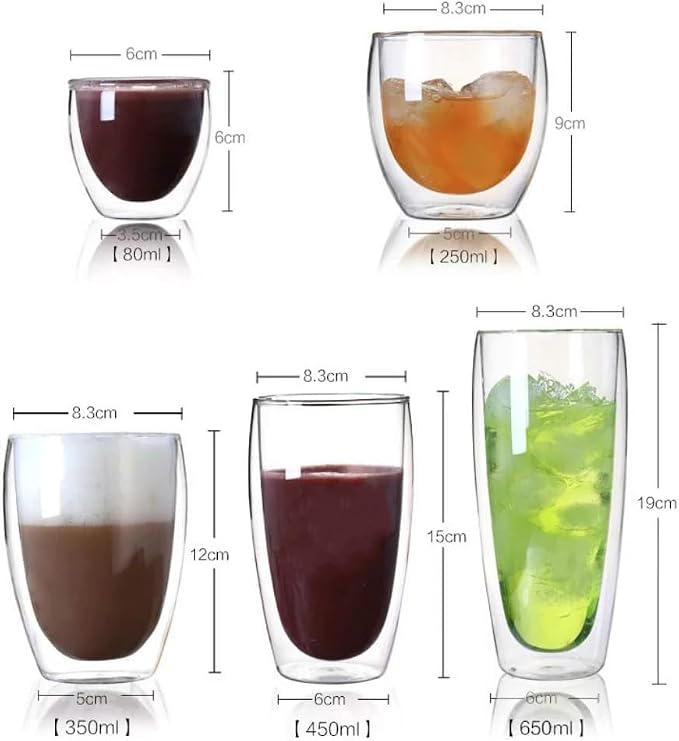 Asng Glass Coffee Mugs, Double Wall Insulated Thermal Cups Drinking Glasses - Image 5