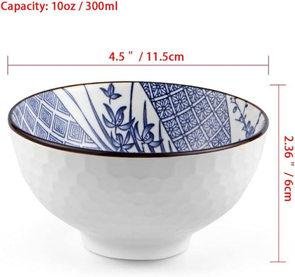 Ceramic Rice Bowls 10 oz, Japanese Style Bowl Gift Set - Image 3