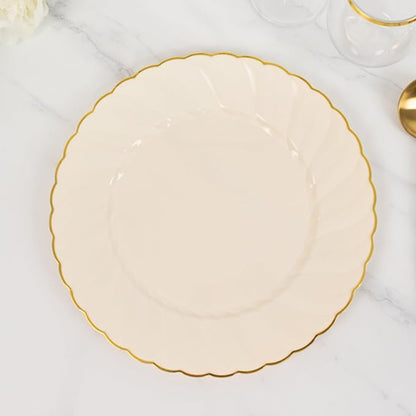Efavormart 10-Pack 10" Ivory Vintage Plastic Dinner Plates - Image 2