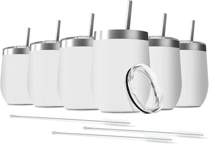 6 Pack 12 oz Stainless Steel Stemless Wine Tumbler by Deitybless