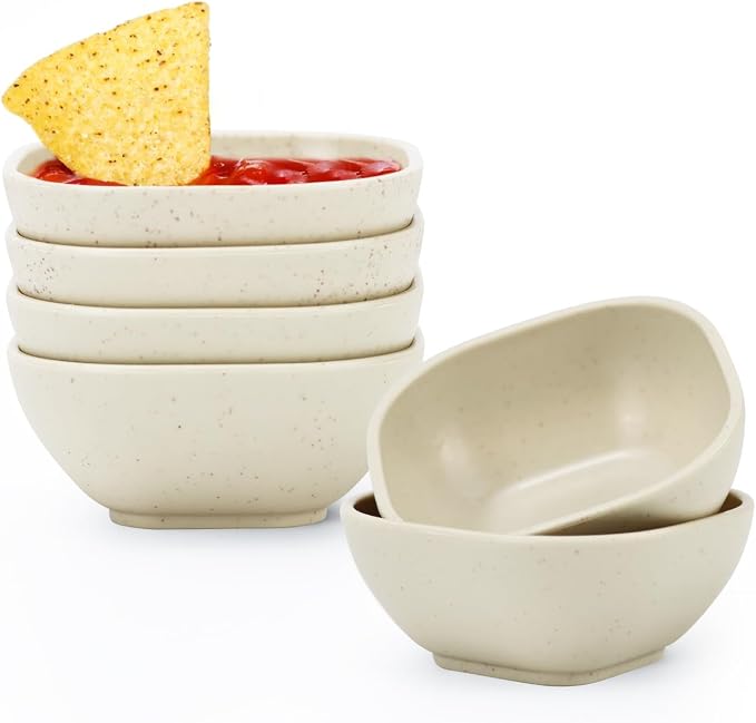 Wheat Straw Cups Set of 6, 4.5oz Unbreakable Dipping Sauce Cups & Sauce Cups by HOMIENLY