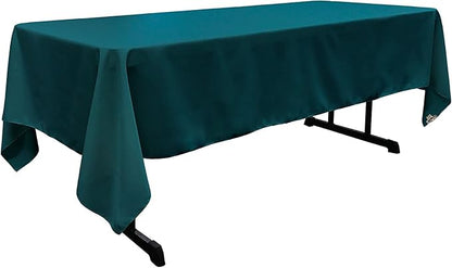 LA Linen Polyester Poplin Washable Rectangular Tablecloth, Stain and Wrinkle Resistant Table Cover 60x120, Fabric Table Cloth for Dinning, Kitchen, Party, Holiday 60 by 120-Inch, Teal Dark