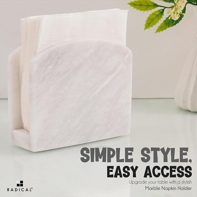 Radicaln Marble Napkin Holder 5.5" Inch White Handmade Dining Table Napkins - Image 3